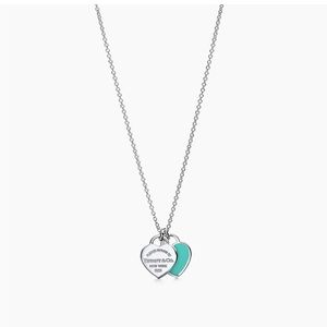 Tiffany Blue Double Heart Tag Pendant in Silver, Mini